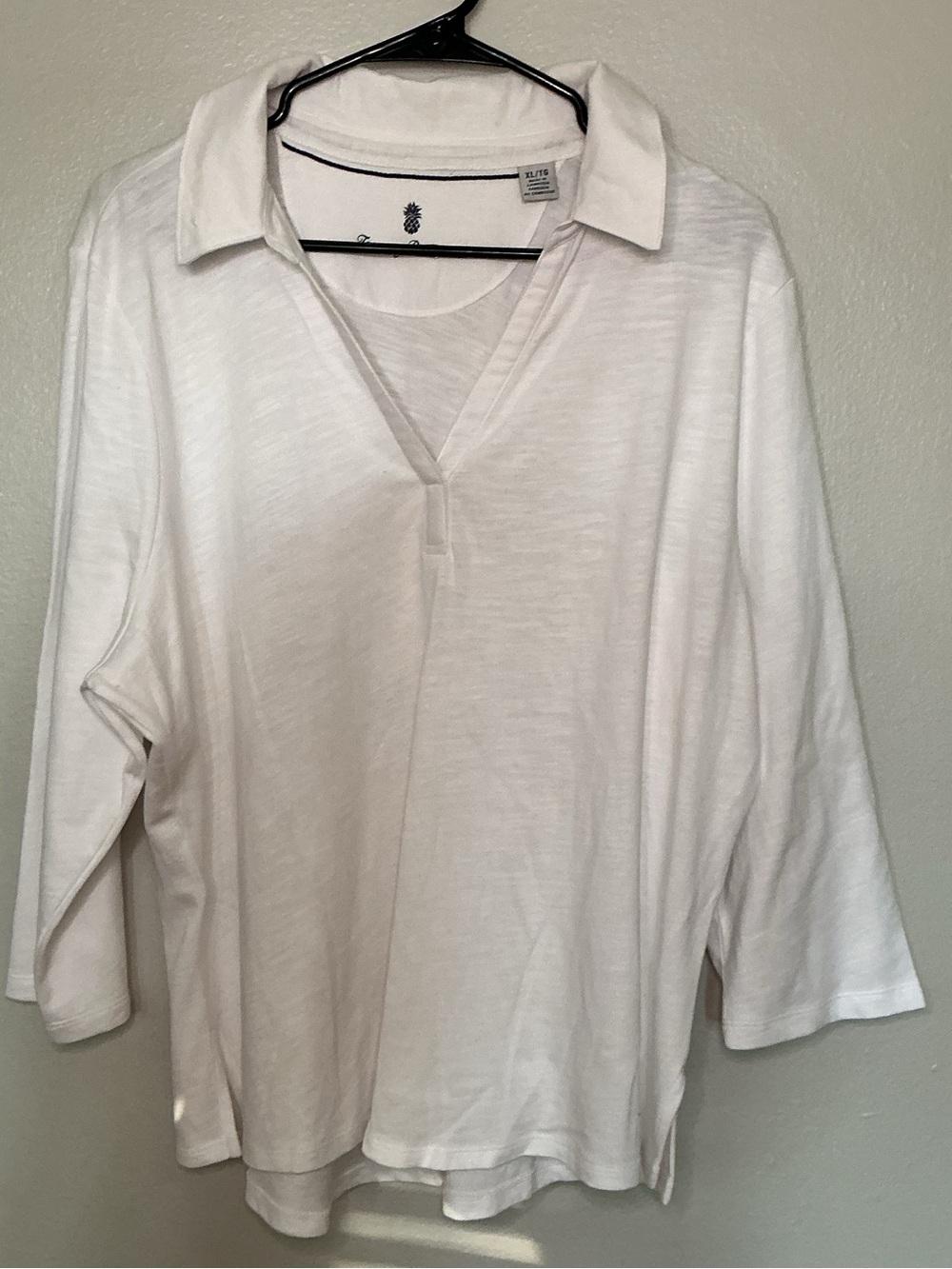 Tommy Bahama Women’s White V-Neck Collared Tunic 100% Cotton Size XL